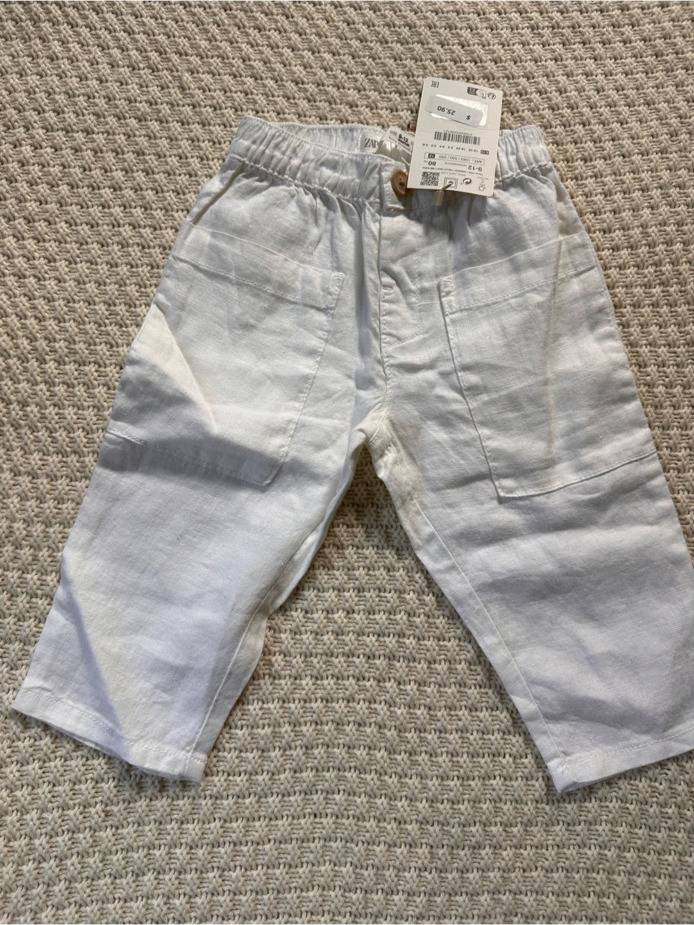 Zara baby white line pants 9-12m